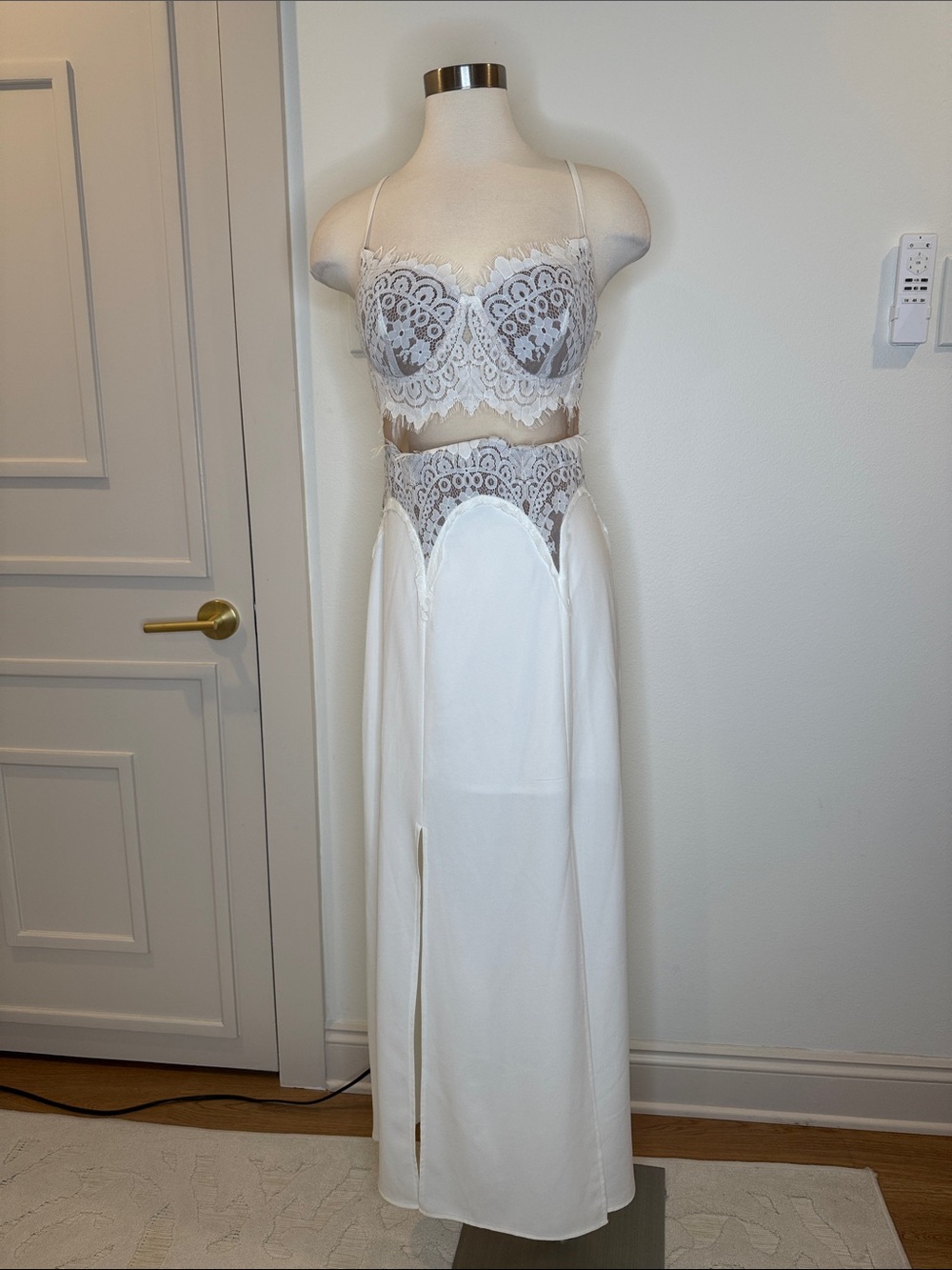 Delicate White Lace Bralette & Skirt Set